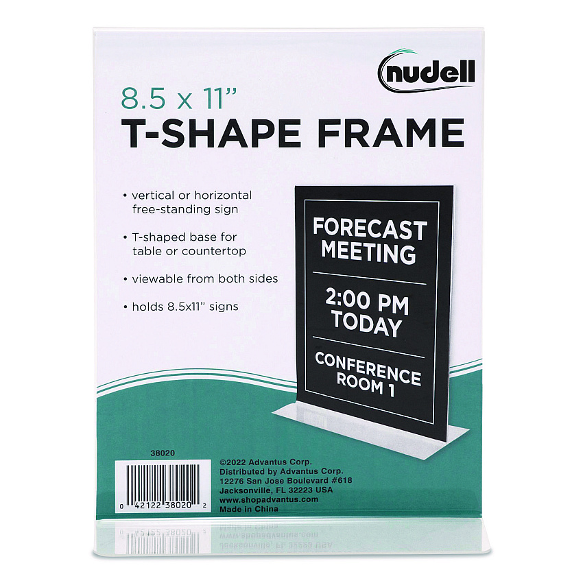 NuDell Acrylic Sign Holder, 8.5 x 11, Clear (38020)