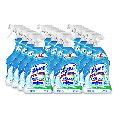 LYSOL Brand Bathroom Cleaner with Hydrogen Peroxide, Cool Spring Breeze, 32 oz Trigger Spray Bottle, 12/Carton (99828CT)