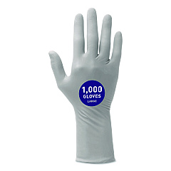 Kimtech STERLING Nitrile-Xtra Exam Gloves, Powder-Free, AQL 1.0, Large, 3.5 mil Thick, 12" Long, Gray, 100/Box, 10 Boxes/Carton (53140)