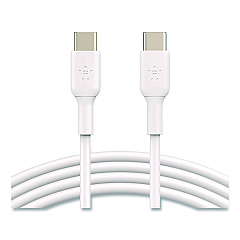 Belkin BOOST CHARGE USB-C to USB-C Cable, 3.3 ft, White, 2/Pack (CAB003BT1MWH)