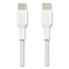 Belkin BOOST CHARGE Braided USB-C to USB-C Cable, 3.3 ft, White (CAB004BT1MWH)