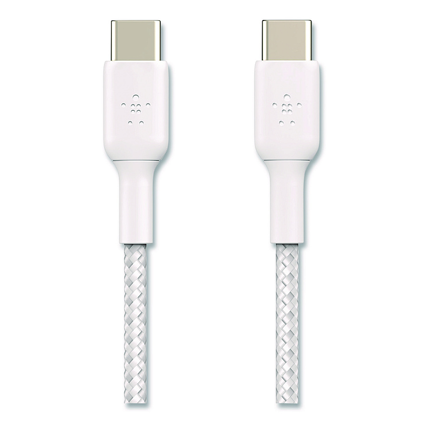 Belkin BOOST CHARGE Braided USB-C to USB-C Cable, 3.3 ft, White (CAB004BT1MWH)