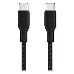 Belkin BOOST CHARGE Braided USB-C to USB-C Cable, 100 W Power Delivery, 6.6 ft, Black (CAB014BT2MBK)