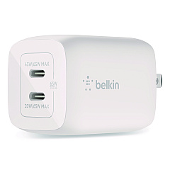 Belkin BOOST CHARGE Pro Dual USB-C GaN Wall Charger with PPS, White (WCH013DQWH)