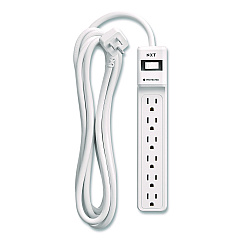 NXT Technologies 6-Outlet Surge Protector, 6 AC Outlets, 12 ft Cord, 900 J, White (NX61425)