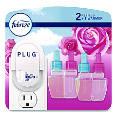 Febreze Air Freshener Warmer Starter Kit, Clear/White, with (2) Downy April Fresh Refills (4174)