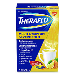 Theraflu Multi-Symptom Severe Cold Hot Liquid Powder, 6 Count (64260603)