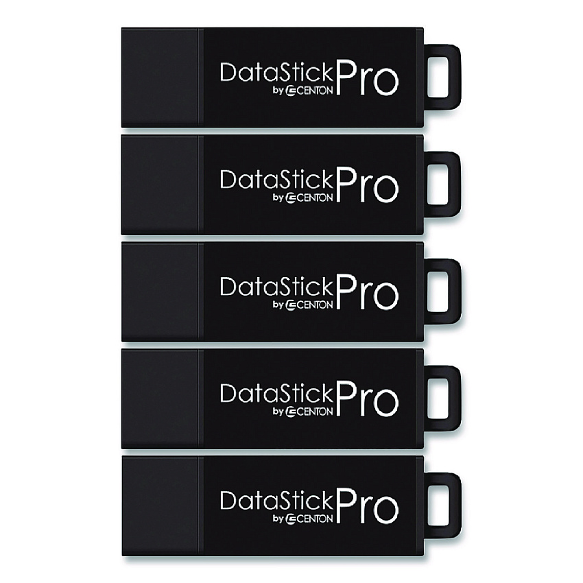 Centon DataStick Pro USB 3.0 Type A Flash Drive, 128 GB, Black, 5/Pack (S1U3P6128G5B)