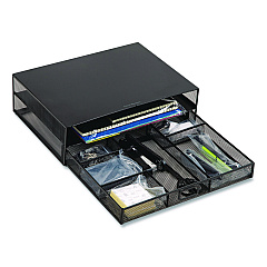 Compatible Mind Reader Multi-Tier Monitor Stand with 25-Piece Office Supplies Starter Pack, 15.75" x 11.75" x 4.5", Black, Supports 30 lb (MONSETBLK)