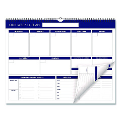 Global Printed Products Weekly Family Planner, 17 x 13, White/Blue Sheets, 52 Weeks: Undated (SPLS0079)