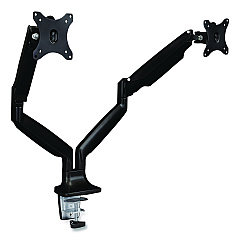 Compatible MOUNT-IT! Dual Monitor Gas-Spring Mounting Arm, For 13" to 32" Monitors, 360 Degree Rotation, +/-45 Degree Tilt, Black, Supports 20 lb (MI1772BLACK)
