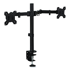 Compatible MOUNT-IT! Full Motion Dual Monitor Desktop Mount, For 17" to 27" Monitors, 360 Degree Rotation, +/-90 Degree Tilt, Black, Supports 22lb (MI2752)