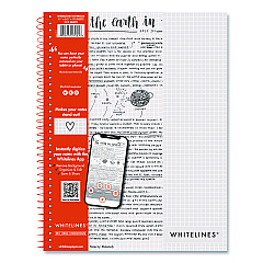 Roaring Spring Whitelines Notebook, Quadrille Rule (5 sq/in), Gray/Orange Cover, (70) 11 x 8.5 Sheets (17001)