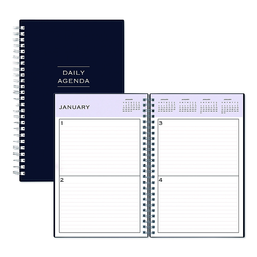 Blue Sky Perpetual Daily Planner, 8.5 x 5.5, Blue Cover, 52 Weeks: Undated (141138)