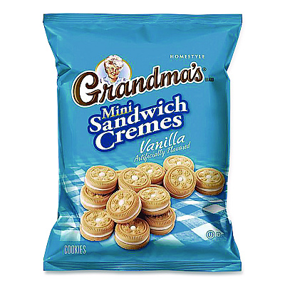 Grandma's Mini Vanilla Creme Sandwich Cookies, 2.12 oz Packet, 60/Carton (FRI45096)