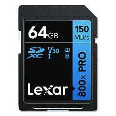 Lexar High-Performance PRO BLUE Series SDXC Memory Card, UHS-I V30 U1 Class 10, 64GB (LSD800P64GBN)
