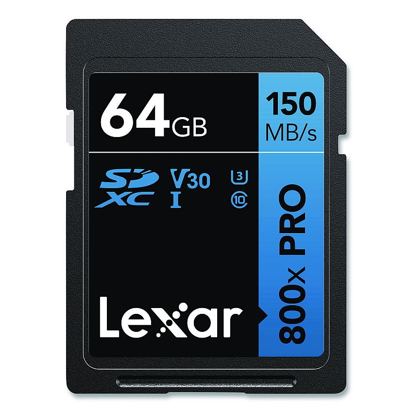 Lexar High-Performance PRO BLUE Series SDXC Memory Card, UHS-I V30 U1 Class 10, 64GB (LSD800P64GBN)