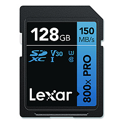 Lexar High-Performance PRO BLUE Series SDXC Memory Card, UHS-I V30 U1 Class 10, 128 GB (LSD800P128GB)