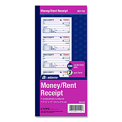 Adams Money/Rent Receipt Book, Two-Part Carbonless, 4.75 x 2.75, 200 Forms Total (DC1152)