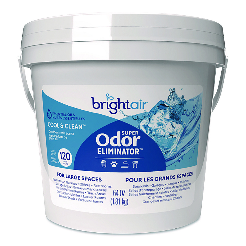 Bright Air Super Odor Eliminator Gel for Large Spaces, Cool and Clean, 64 oz Tub (901129)