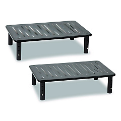 Compatible Mind Reader Adjustable Rectangular Monitor Stand, 14.5" x 9.25" x 4" to 5.5", Black, Supports 44 lb, 2/Pack (4LEGM2PKBLK)