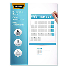 Fellowes Self-Adhesive Laminating Sheets, 3 mil, 9.25 x 12, Glossy Clear, 10/Pack (5221501)