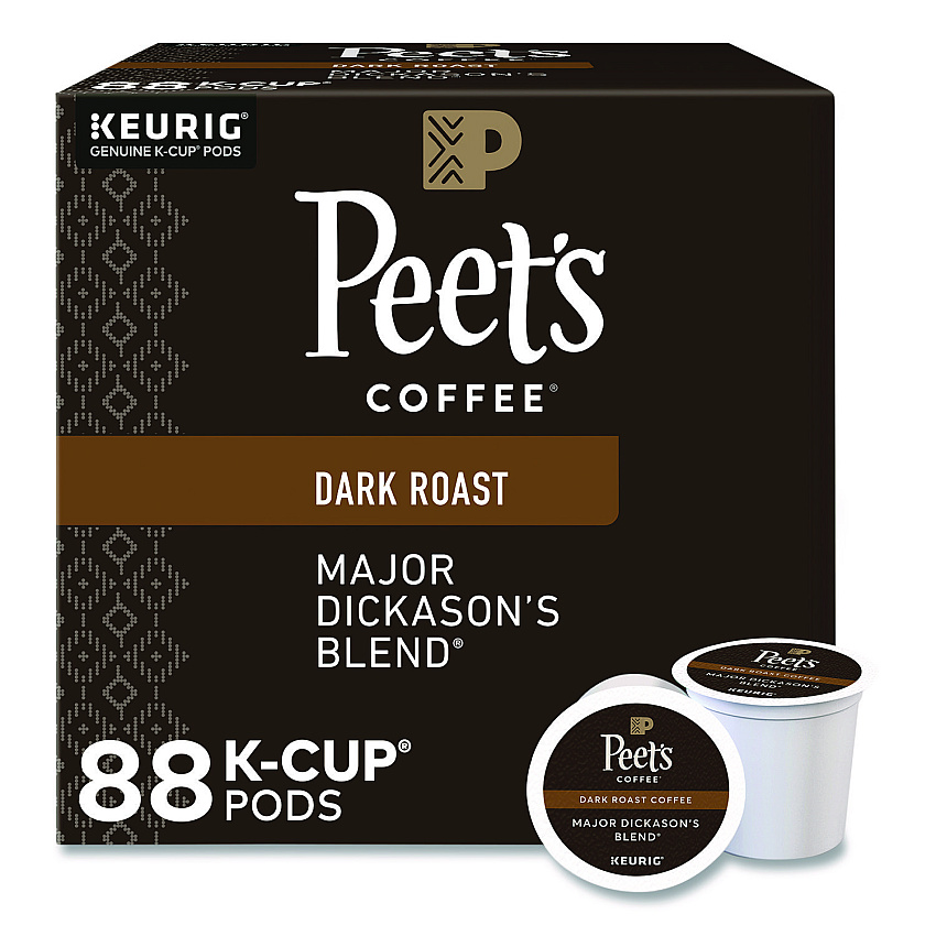 Peet's Coffee & Tea Major Dickason's Blend K-Cups, 0.44 oz, 88/Carton (65470)