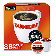 Dunkin Donuts Midnight Coffee K-Cups, 0.35 oz, 22/Box, 4 Boxes/Carton (400849)