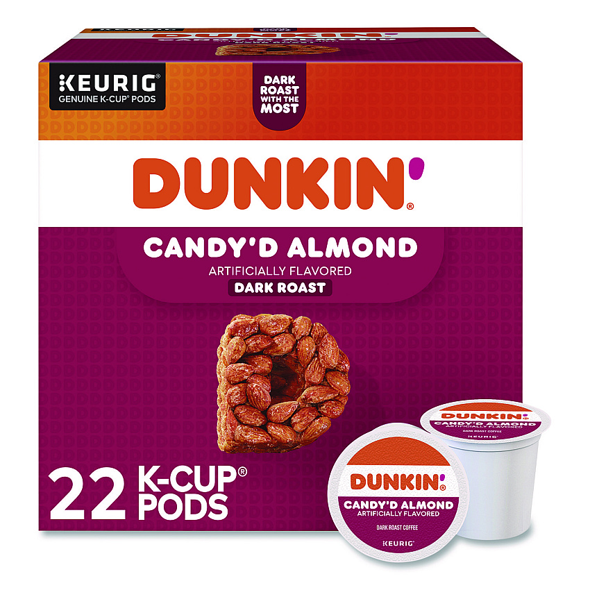 Dunkin Donuts Candy'd Almond Coffee K-Cups, 0.35 oz, 22/Box (5000375651)