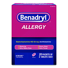 Benadryl Allergy Ultratabs Tablets, Two-Pack, 60 Packs/Box (17060)