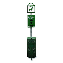 Tatco Dog Waste Station, 12 gal, Open Top, Green/White (28000)