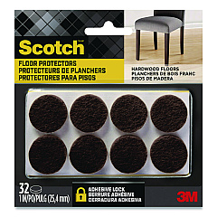 Scotch Felt Pad Protectors, 1" Diameter, Brown, 32/Pack (SP822NA)