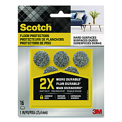 Scotch Felt Pad Protectors, 1" Diameter, Gray, 16/Pack (SP872NA)