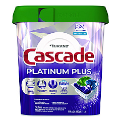 Cascade Platinum Plus ActionPacs Dishwasher Detergent Pods, Fresh Scent, 28.4 oz Tub, 52/Pack (06156PK)