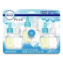 Febreze PLUG Air Freshener Refills, Linen and Sky, 0.87 oz, 3/Pack (54344EA)