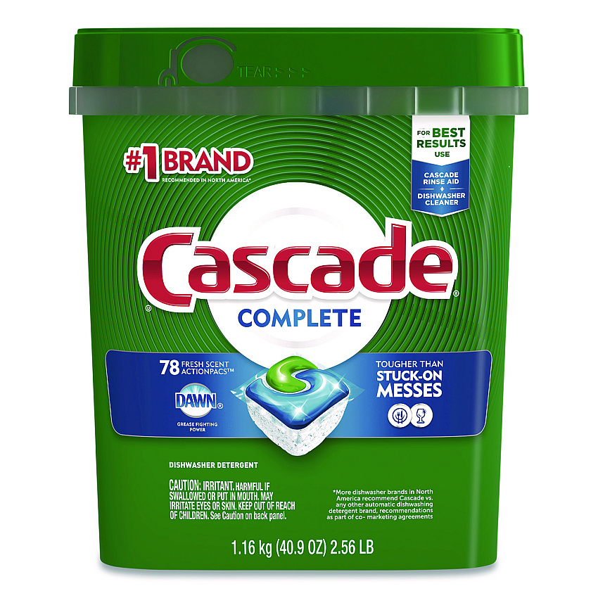 Cascade Action Pacs, Fresh Scent, 40.9 oz Tub, 78/Pack (97722)