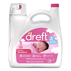 Dreft Ultra Laundry Detergent, Stage 1: Newborn, 150 oz Bottle with Dispensing Top (121283241)
