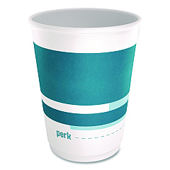 Perk Insulated Paper Hot Cups, 12 oz, White/Blue, 480/Carton (PK60911CT)
