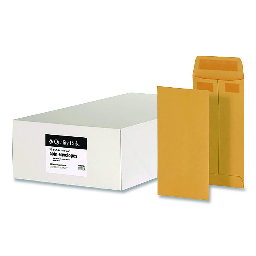Quality Park Redi-Seal Coin and Small Parts Envelope, #7, Cheese Blade Flap, Redi-Seal Adhesive Closure, 3.5 x 6.5, Kraft Brown, 500/Box (50765)