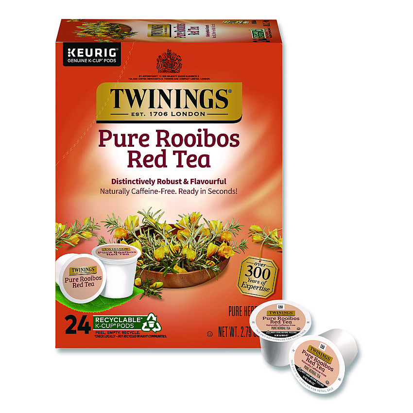 TWININGS Tea K-Cups, Pure Rooibos Red Tea, 0.12 oz, 24/Box (TNA85791)