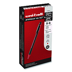 uni-ball Jetstream 101 Hybrid Gel Pen, Stick, Bold 1 mm, Red Ink, Black/Red Barrel, Dozen (1768013)