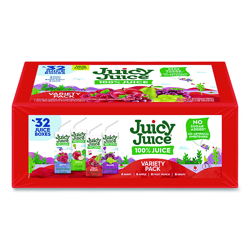 Juicy Juice Juice Box Variety Pack, Assorted Flavors, 6.75 oz Box, 32/Carton (2730145)