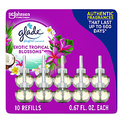 Glade Plugin Scented Oil Refill, Exotic Tropical Blossoms, 0.67 oz, 10/Pack (353730)