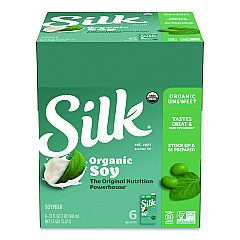 Silk Soymilk, Unsweetened Original, 32 oz, 6/Carton (1706751)