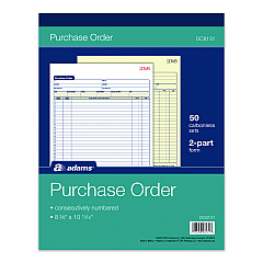 Adams Multipart Purchase Order Pad, Two-Part Carbonless, 8.38 x 10.19, 50 Forms Total (DC8131)