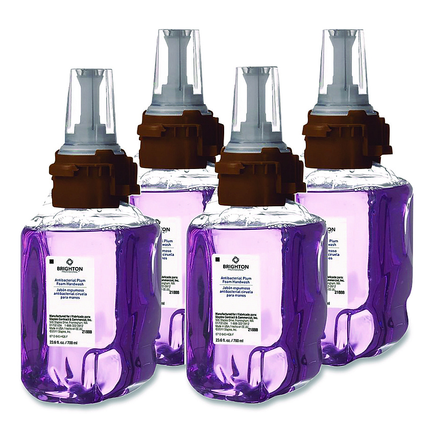 Brighton Professional Antibacterial Foaming Hand Soap Refill for ADX-7 Dispenser, Plum Scent, 700 mL, 4/Carton (BPR50956)