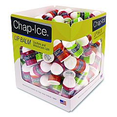 Chap Ice Lip Balm, Cherry/Kiwi/Orange Flavors, 1" Tube, 100/Box (840FB)