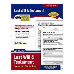 Adams Last Will and Testament Digital Download with Instructions, Inkjet/Laser Printable, 8.5 x 11, Unlimited Number of Forms (ALFP117)