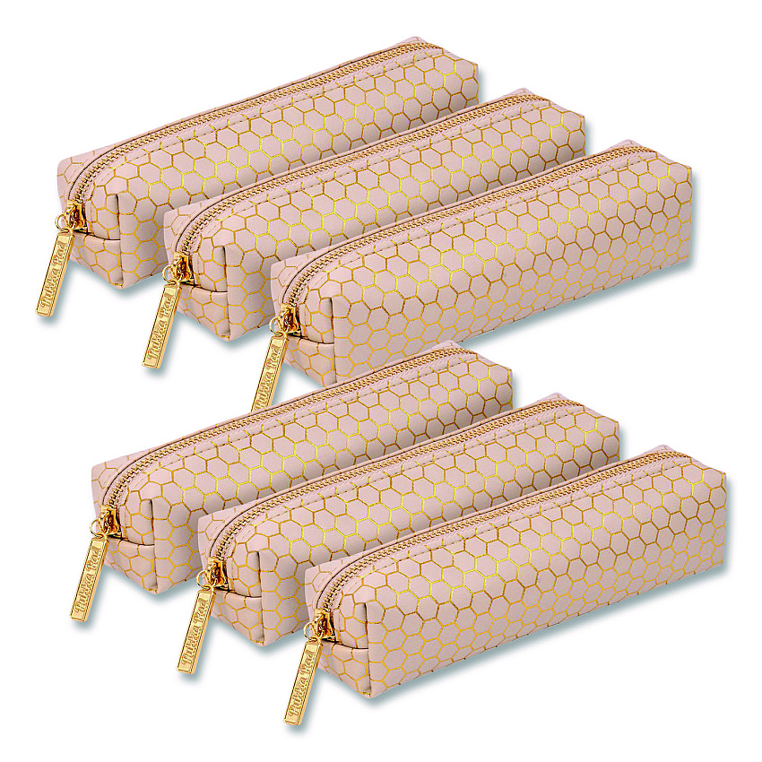 PUKKA PAD Pencil Case, 8.07 x 2.36 x 2.55, Taupe, 6/Pack (9981TEHZE)
