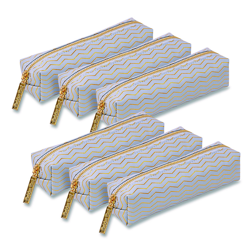 PUKKA PAD Pencil Case, 8.07 x 2.36 x 2.55, Blue, 6/Pack (9981BEHZE)